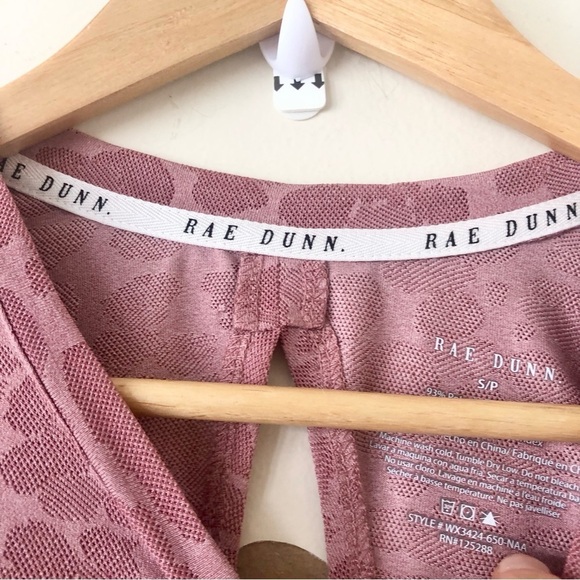 NWT Rae Dunn Pink Leopard Cropped Athletic Long Sleeved Top Size S - Picture 9 of 10